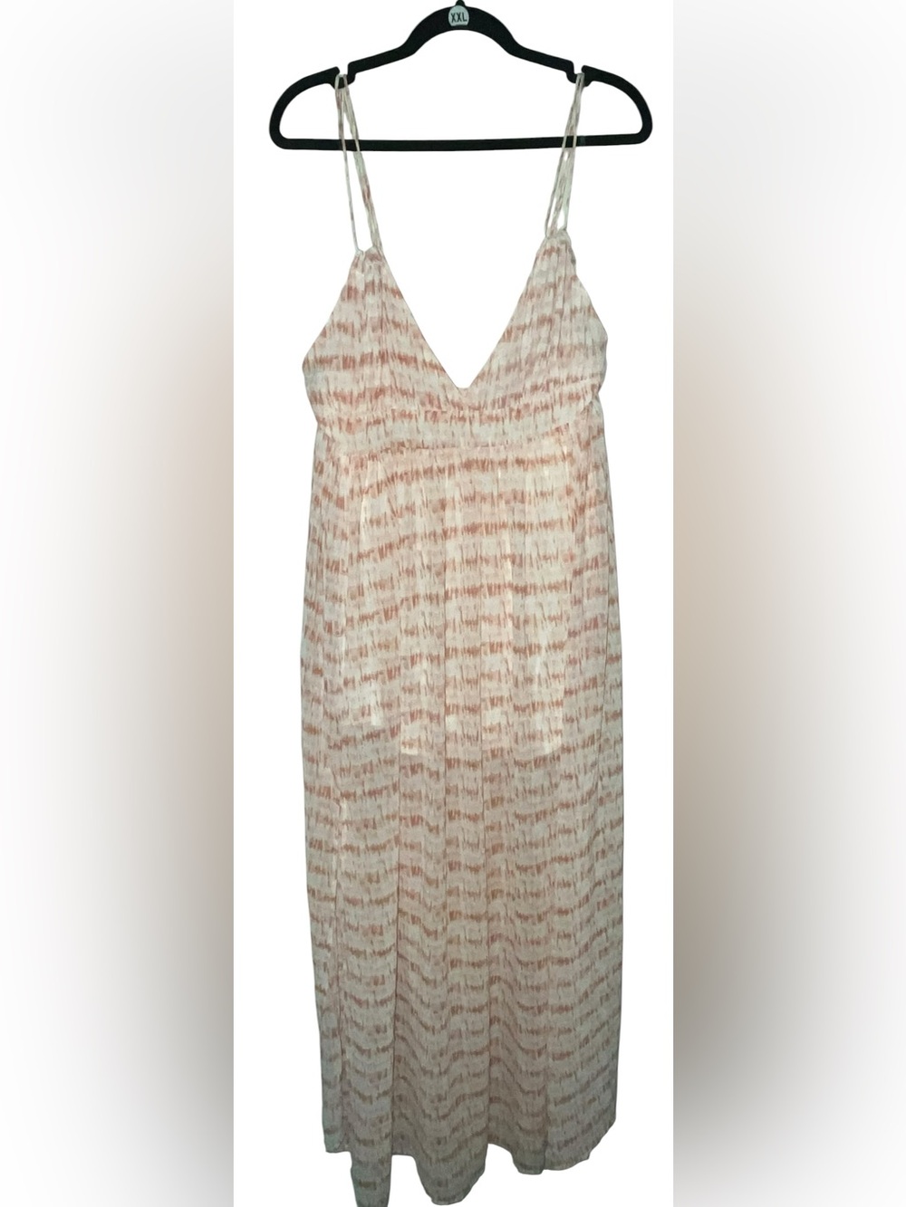 Blush BJ Striped Spaghetti‑Strap Maxi Dress in Blush and Cream